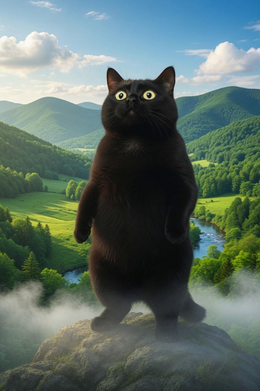 Cat on mountain top