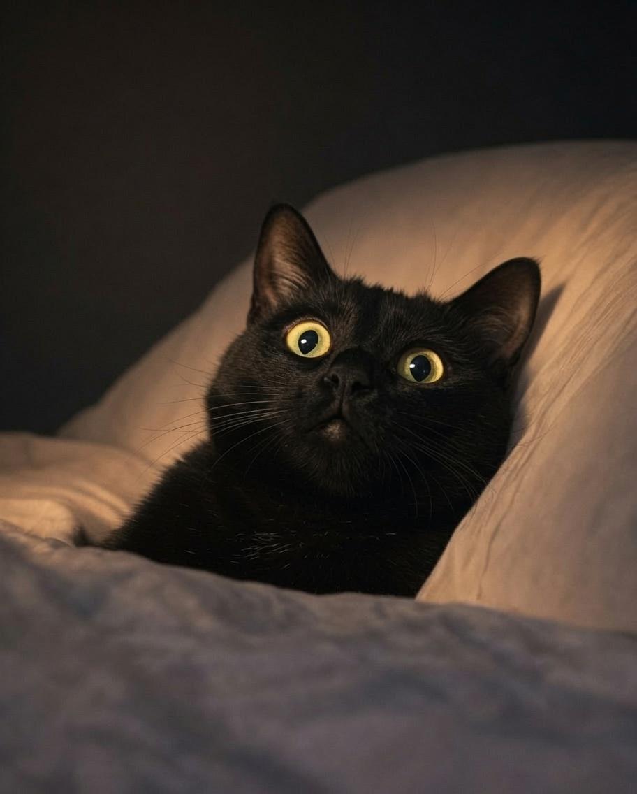 Cat in bed meme